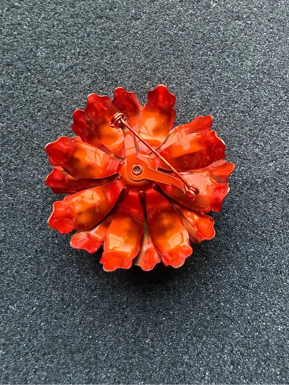 Vintage Vibrant Enamel Rivoli Rhinestone Flower Brooch Pin